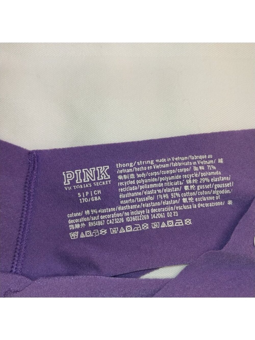 Victorias Secret Pink Seamless Purple Thong Underwear Size Small - Picture 3 of 4